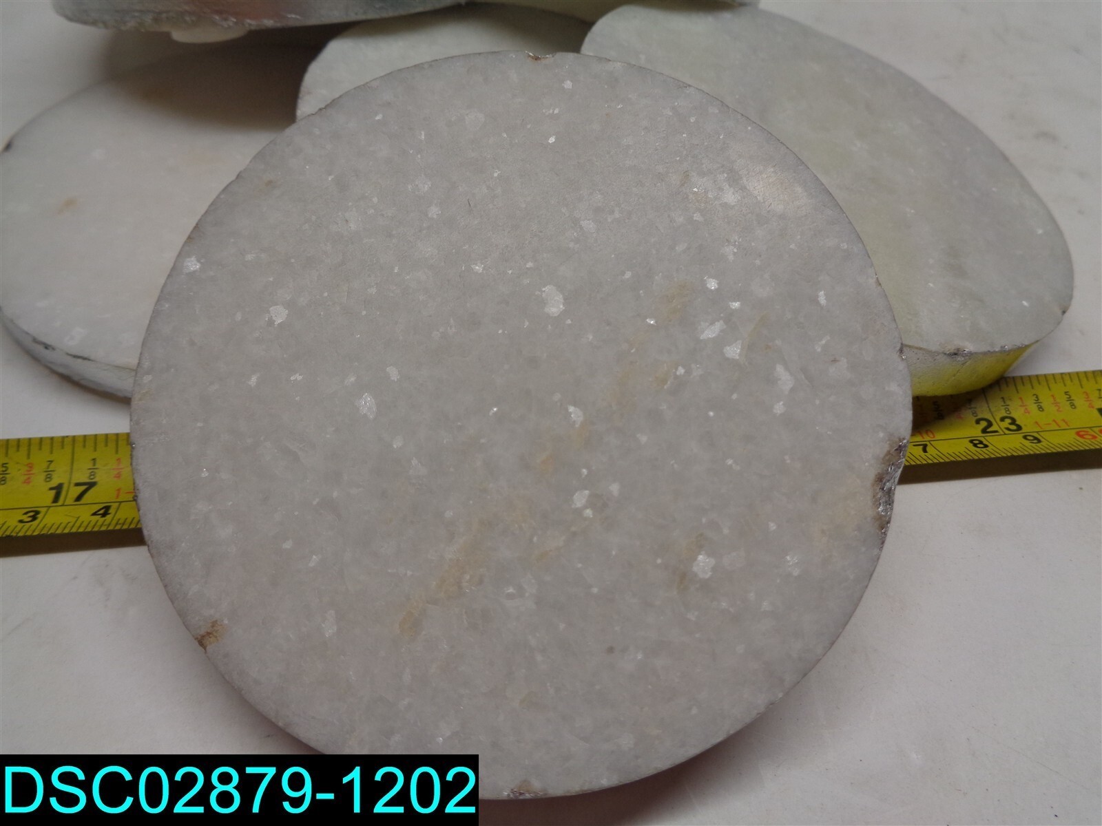 QTY=1 SET OF 4: Thirstystone Round White Marble Coasters with Silver Tone Edge