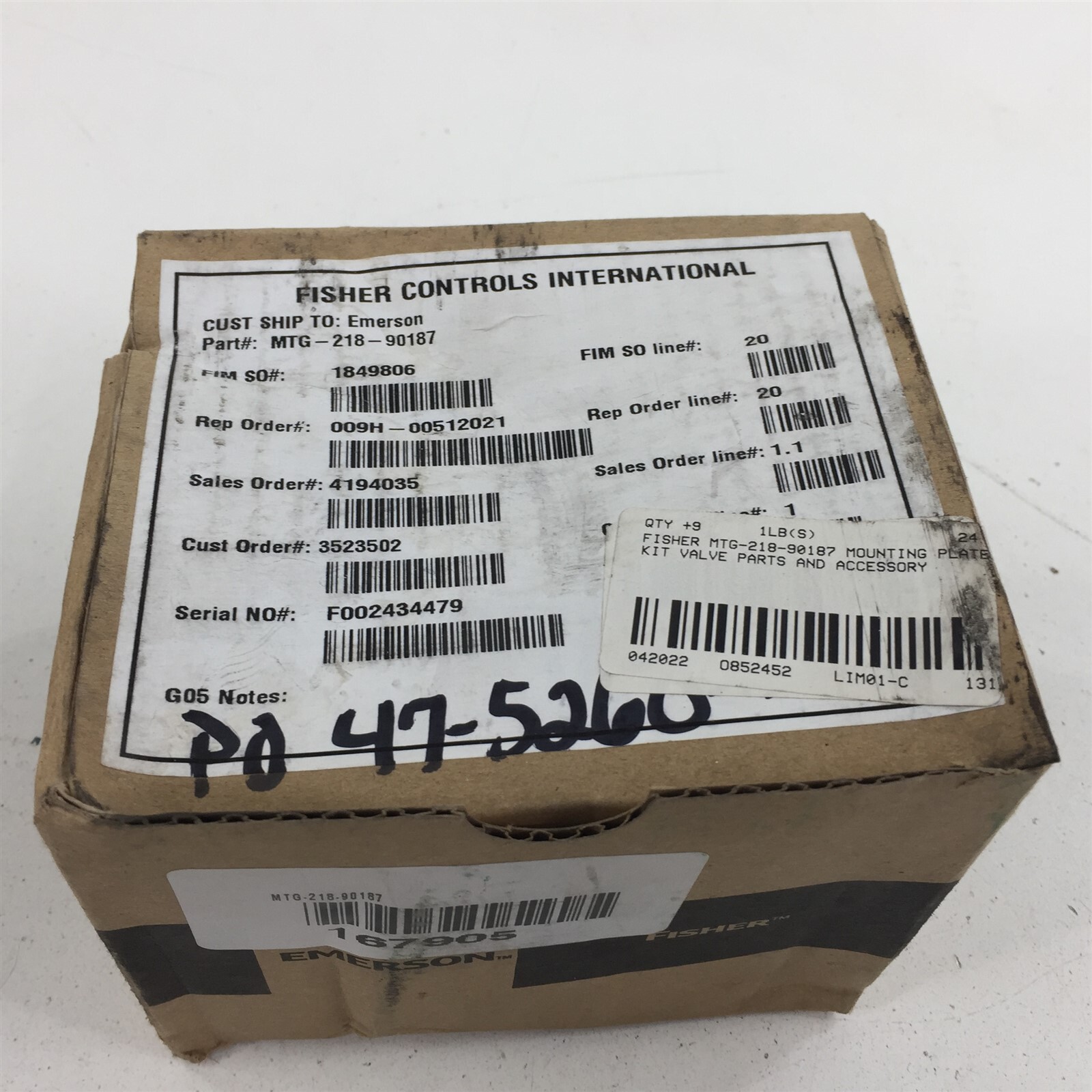 Fisher Controls MTG-218-90187 Mounting Plate Kit