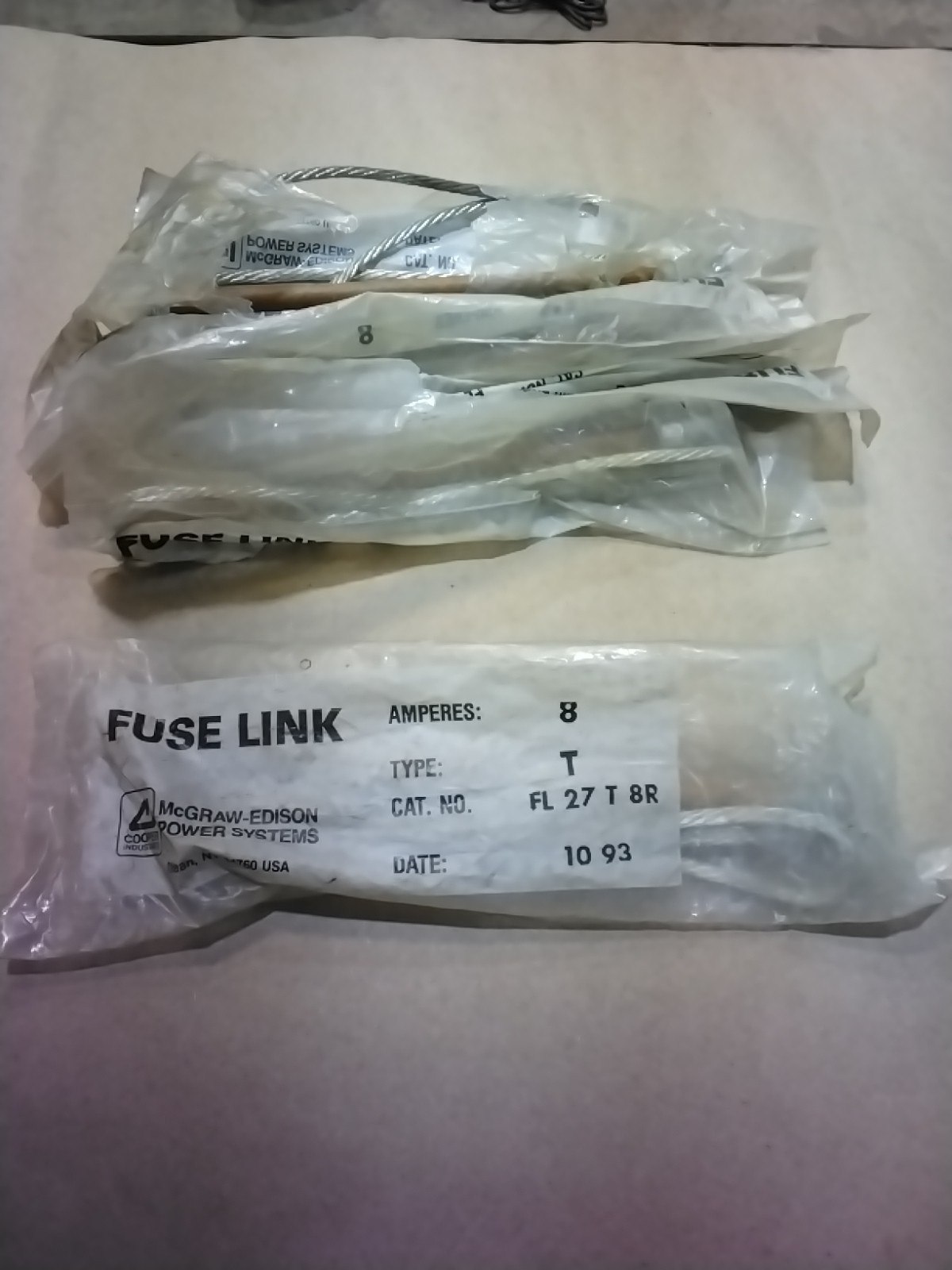 COOPER MCGRAW-EDISON FUSE LINK FL 27 T 8R TYPE T, Lot Of 5