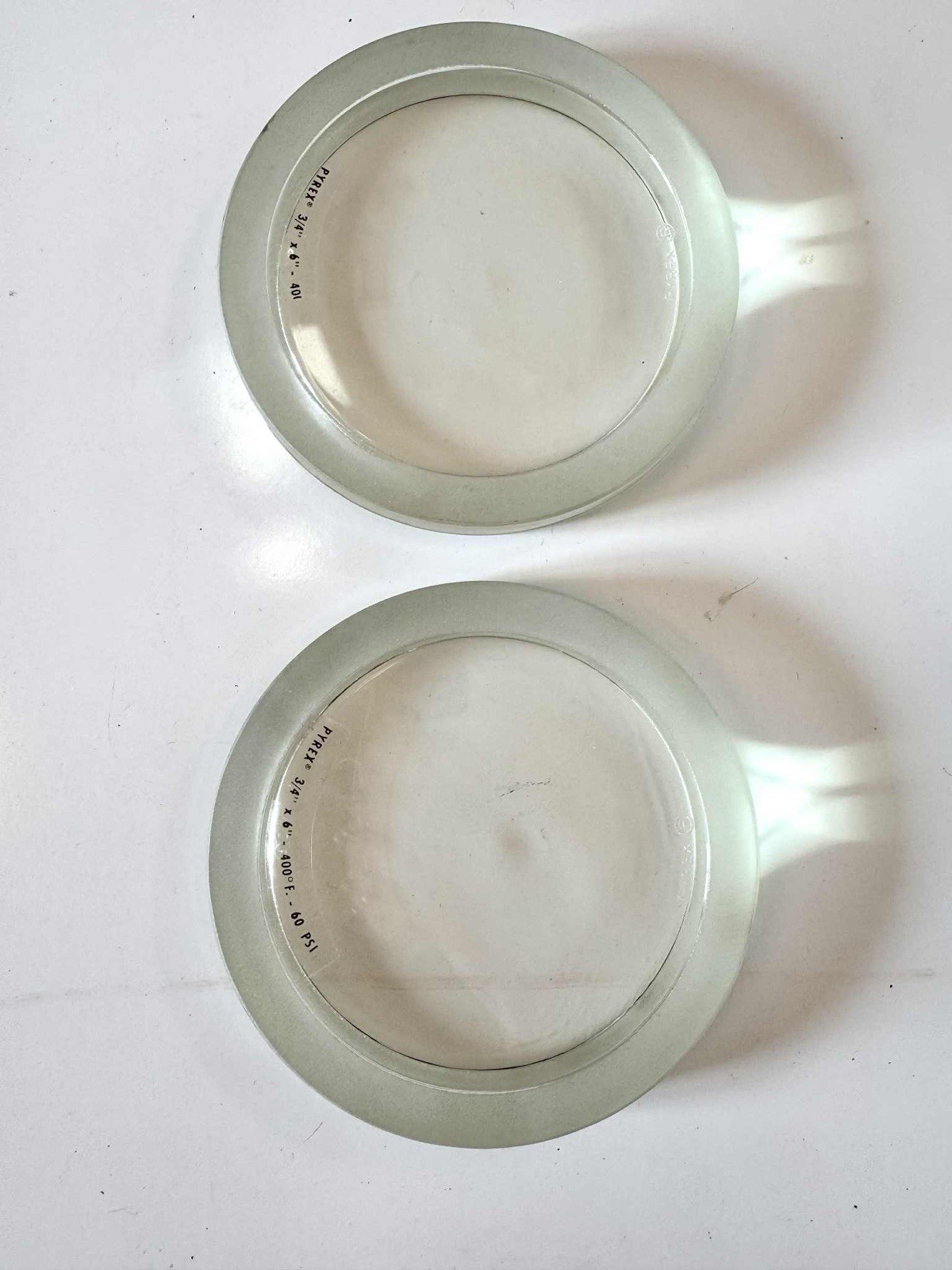 PYREX Annular Edge Sight Glass 3/4” x 6” Corning 400°F 60 PSI (Set of 2)