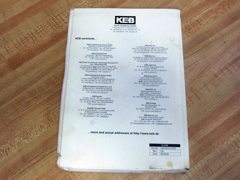 KEB 0000EMV-K003 Power Inverter Instructions