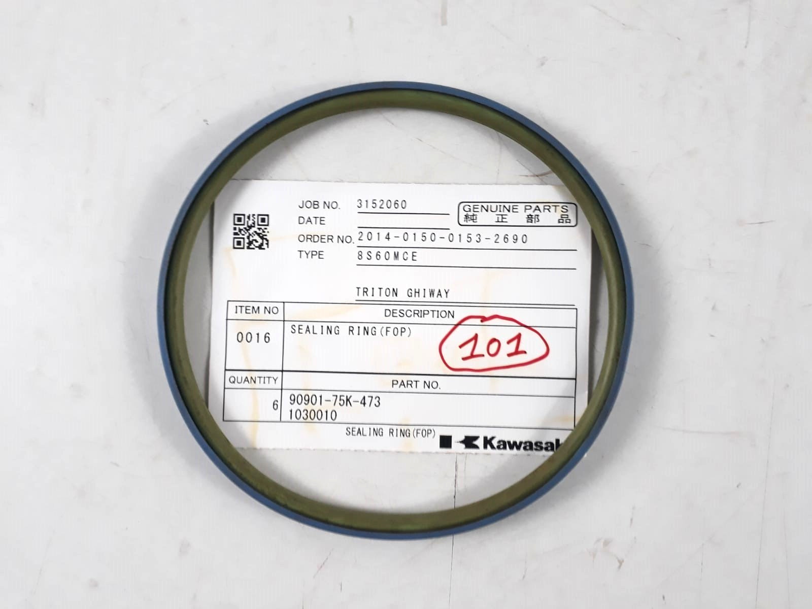 Sealing Ring (FOP) P/N 90901-75K-473 1030010 For Kawasaki 8S60MCE Genuine Parts
