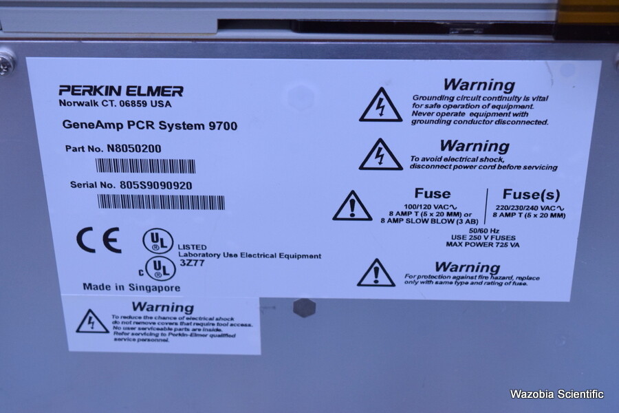 AB APPLIED BIOSYSTEMS GENEAMP PCR SYSTEM 9700 WITH 96 WELL BLOCK N8050200