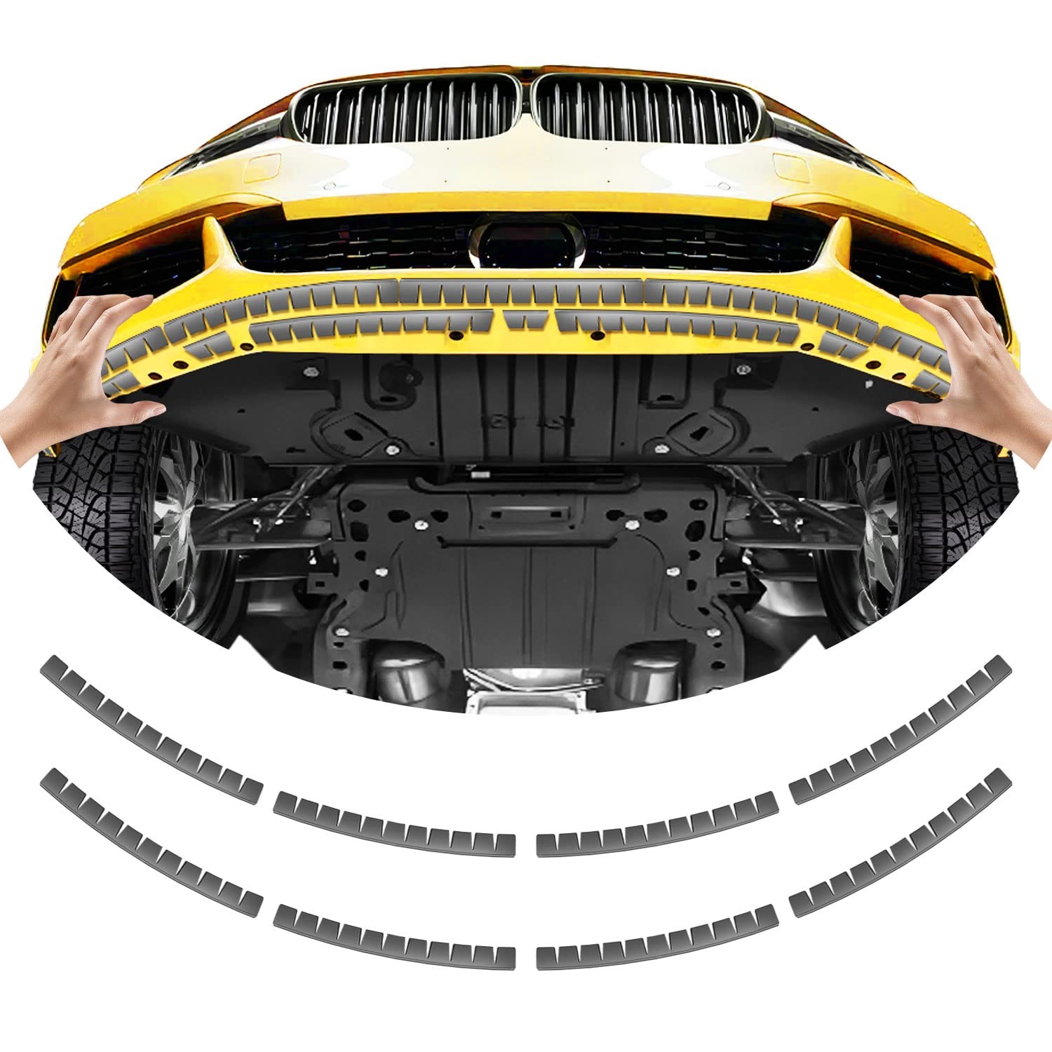 UOUSIYDSK Front Bumper Scrape Guard 8 Pack Car Universal Black Bumper Lips Sc…