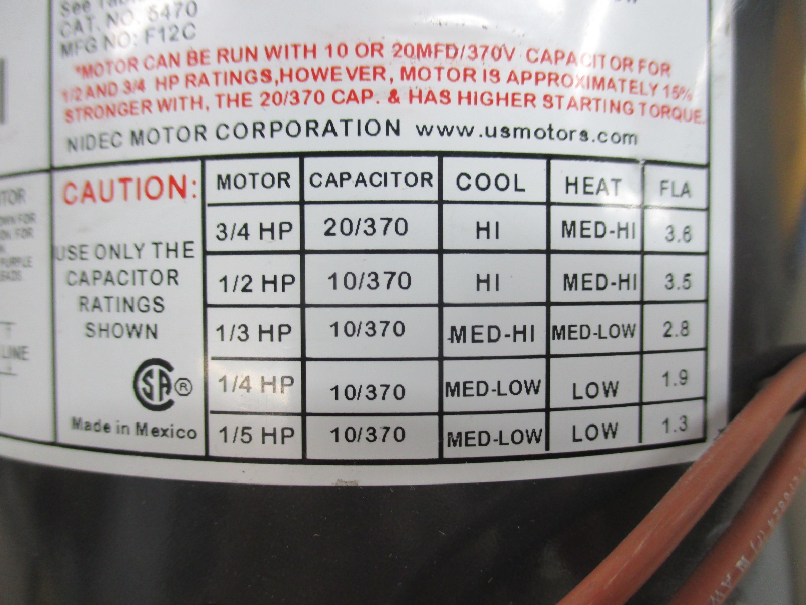 K55HXDVV-1285 US MOTOR ELECTRIC MOTOR 3/4HP