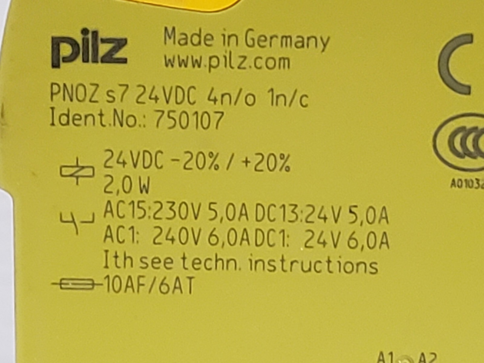 PILZ PNOZ S7 24VDC 4N/O 1N/C SAFETY RELAY (750107)