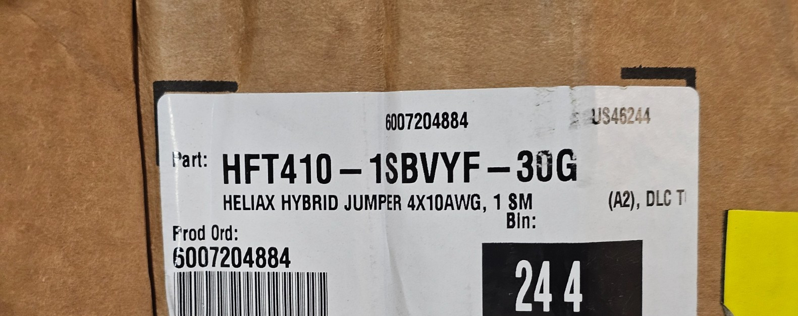 CommScope HFT410-1SBVYF-30G Heliax Fiberfeed Hybrid Jumper 30′ 4x10AWG, Black