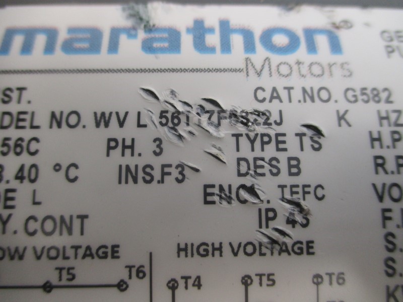 MARATHON MOTORS G582 56T17F5322J 208-230/460//190/380V 2.9-3/1.5//2.7/1.35A (AS