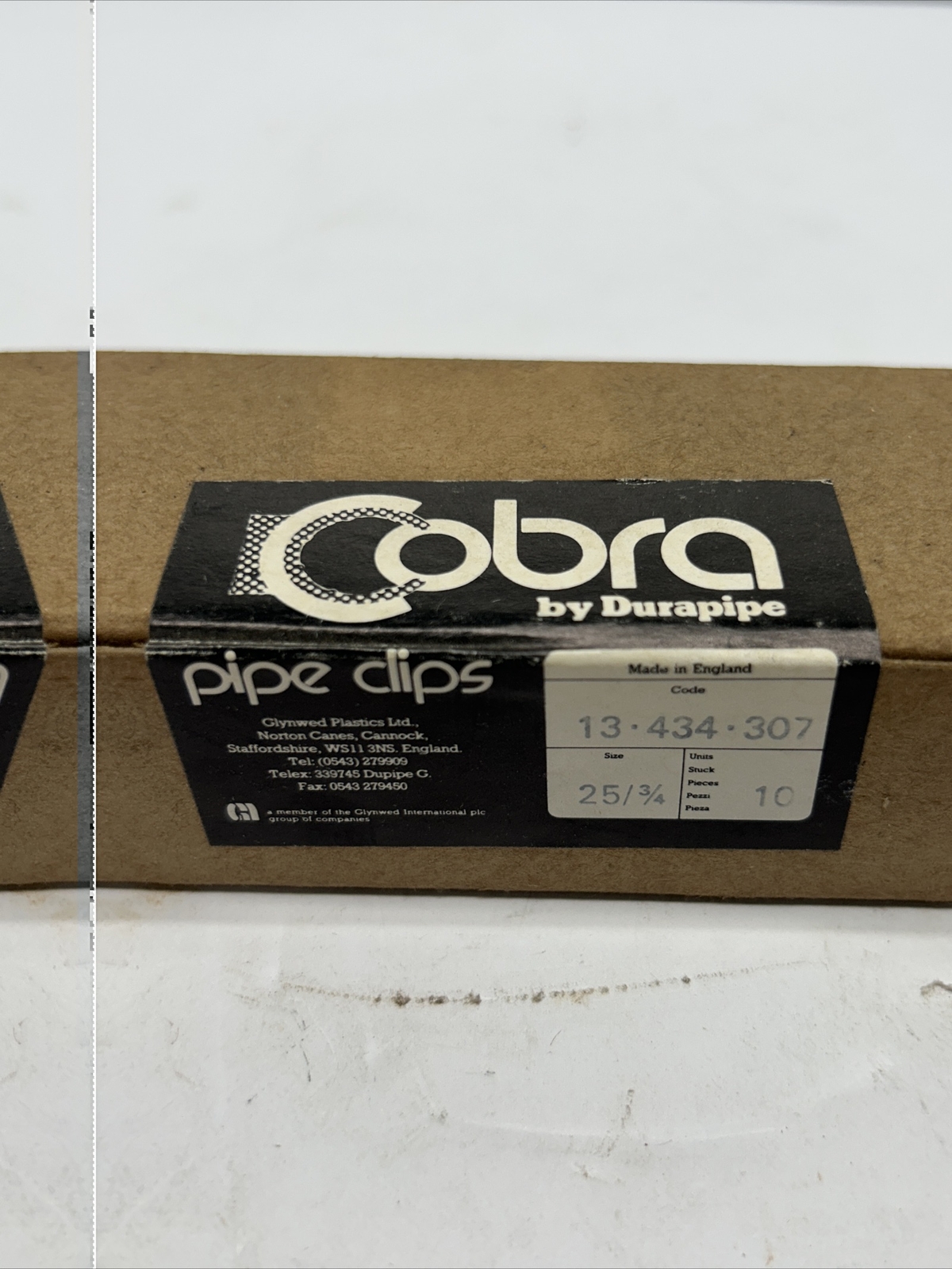 Cobra Pipe Clips . Durapipe 13-434-307 25mm Or 3/4” Box of 10. New