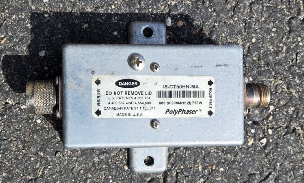 Used Polyphaser IS-CT50HN-MA 800-900MHz Type N Female / Type N Male