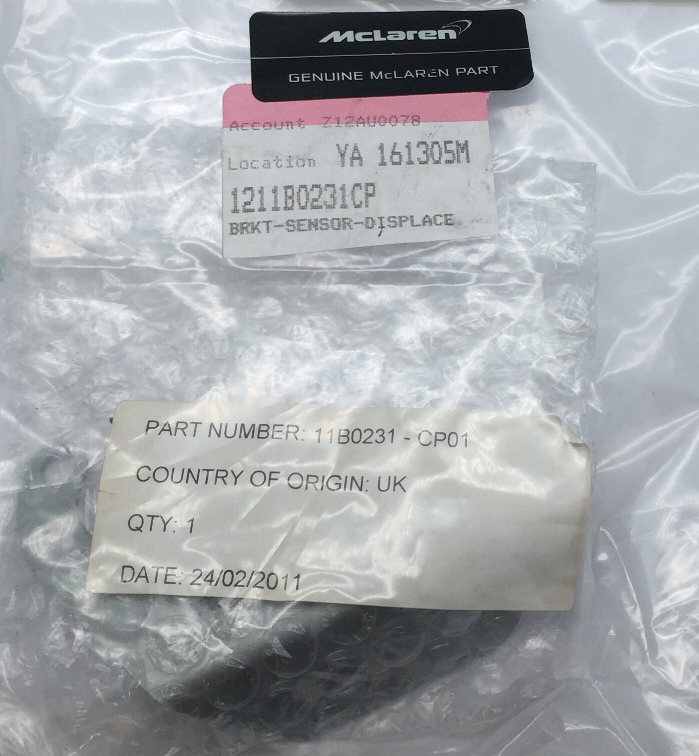 McLaren 1211B0231CP BRKT Sensor Displacement 11B0231CP.01