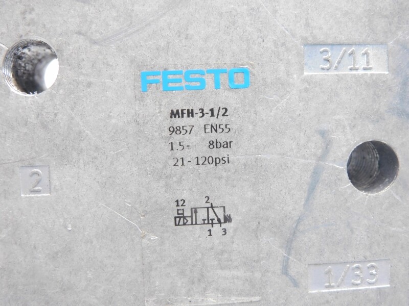 FESTO MFH-3-1/2 9857 SER. EN55 21-120PSI UNMP