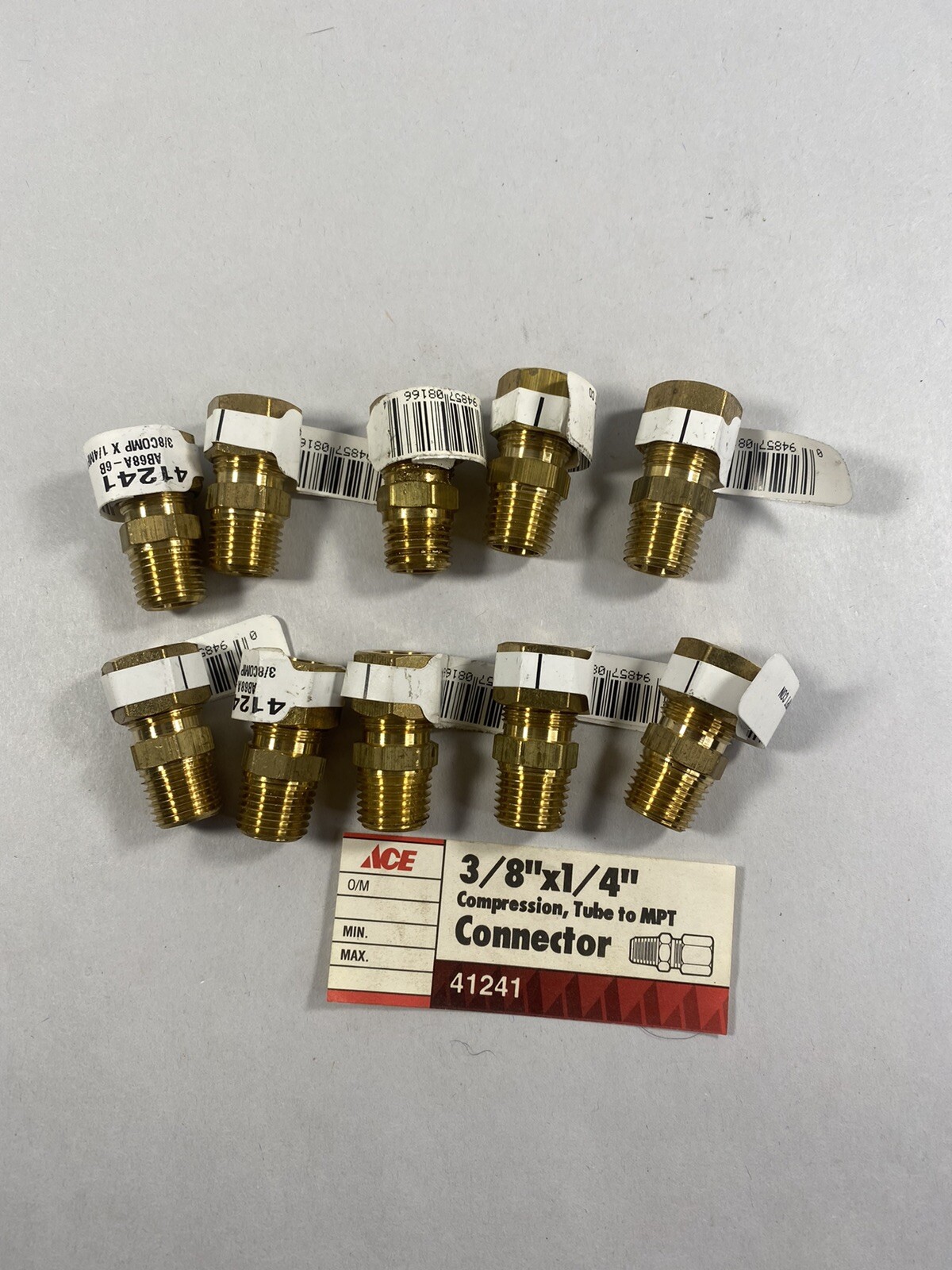 NEW ACE 41241 3/8″ x 1/4″ Compression Tube To MPT Connector Fitting Lot Of 10
