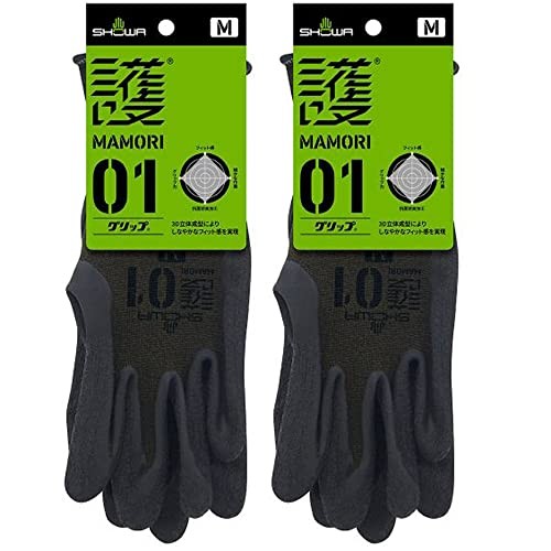 Showaglove Mamori Work Gloves Mamoru 01 Grip Size M 1 Pair (Set of 2) Green