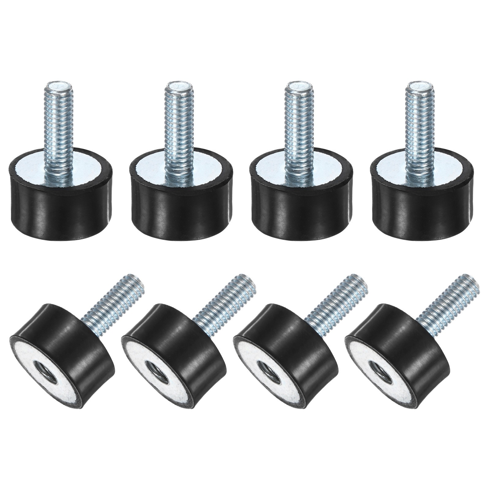 8-Pack Rubber Mounts with M6 x 18mm Studs Male/Female D20mmxH10mm