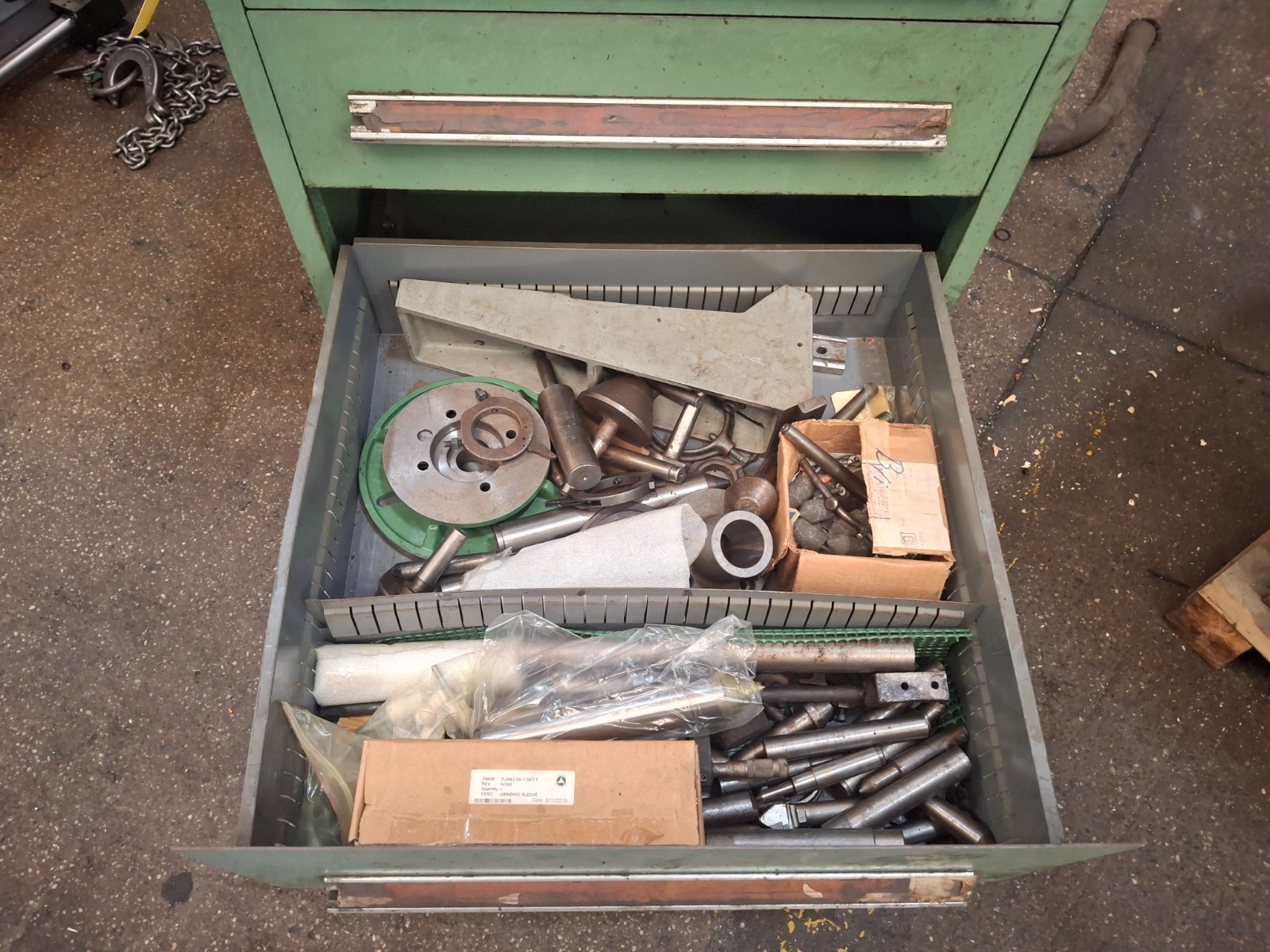 Vidmar Heavy Green 4 Pull Drawer Tool Storage Cabinet With Maple Wood Top