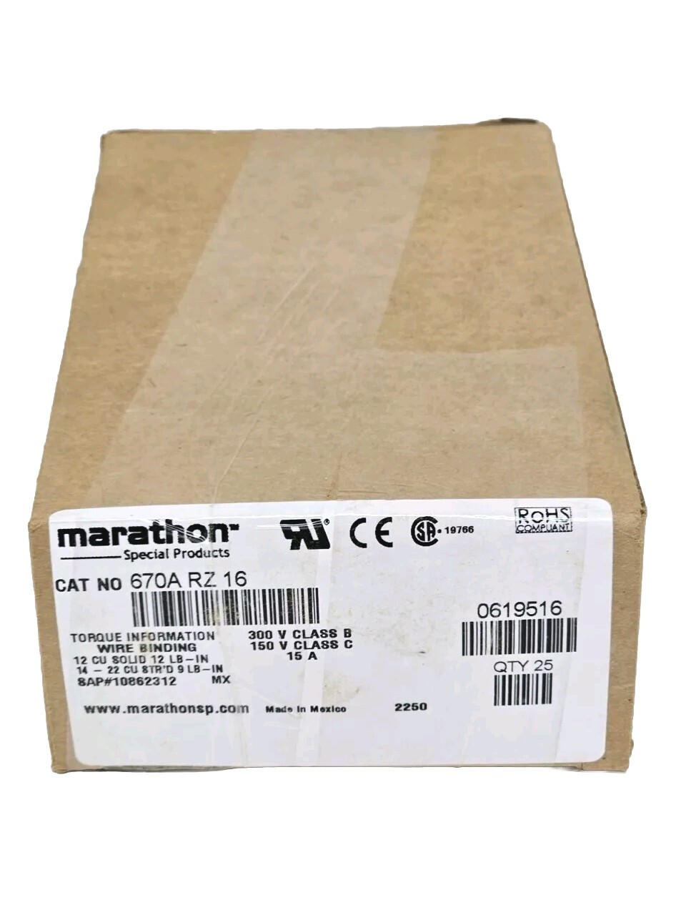 *1 Box of 25* Marathon 670A RZ 16 Conn Term Strip Barrier 20 A 300 V Thermoplast