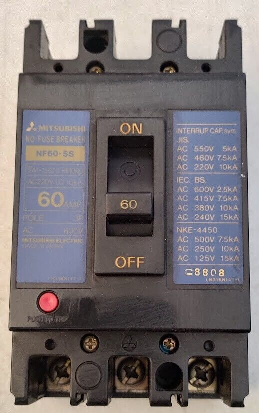 MITSUBISHI NF60-SS NO-FUSE CIRCUIT BREAKER 60A 3P 600V