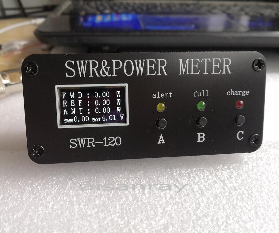 1.8M-50MHz 0.5W-120W SWR HF Short Wave SWR and Power Watt Meter + OLED + Battery