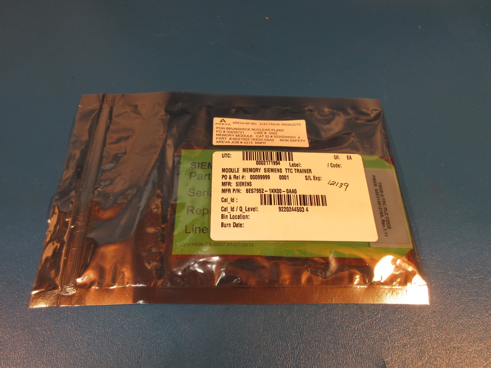 Siemens 6ES7952-1KK00-0AA0, TTC Trainer, Memory Card