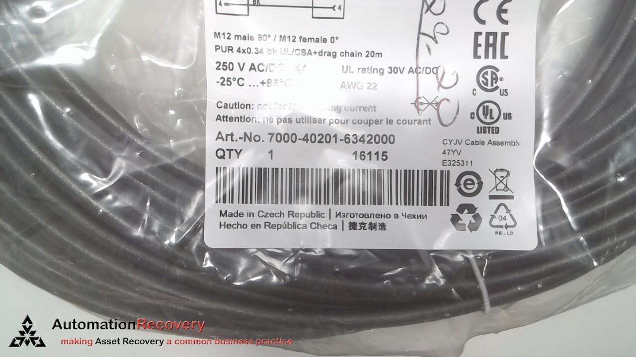 MURR ELEKTRONIK 7000-40201-6342000 DOUBLE ENDED CORDSET 20 METER, NEW #311456