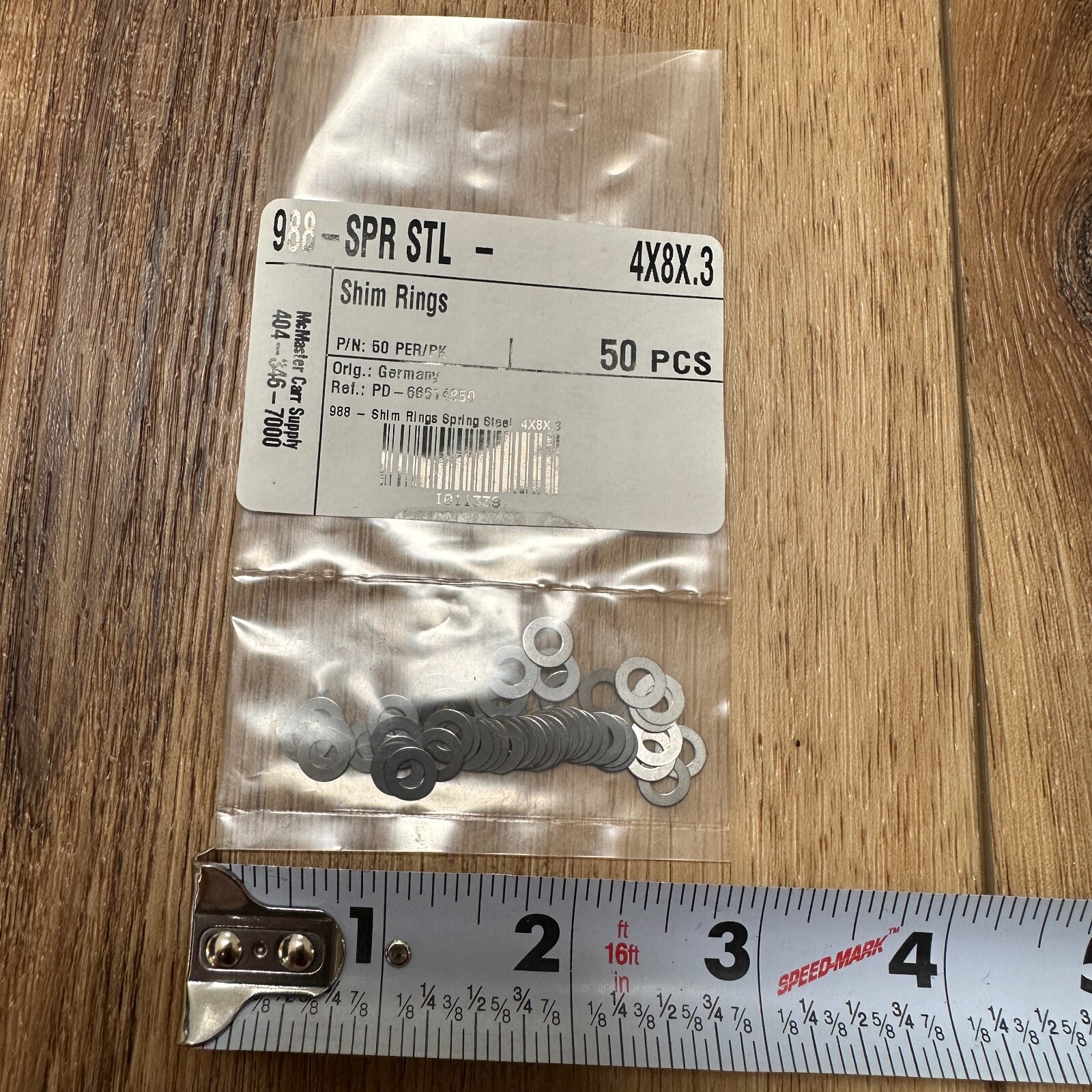 (NEW Lot of 50) MCMASTER CARR SUPPLY 988-SPR STL 4X8X.3 Shim Rings Spring Steel