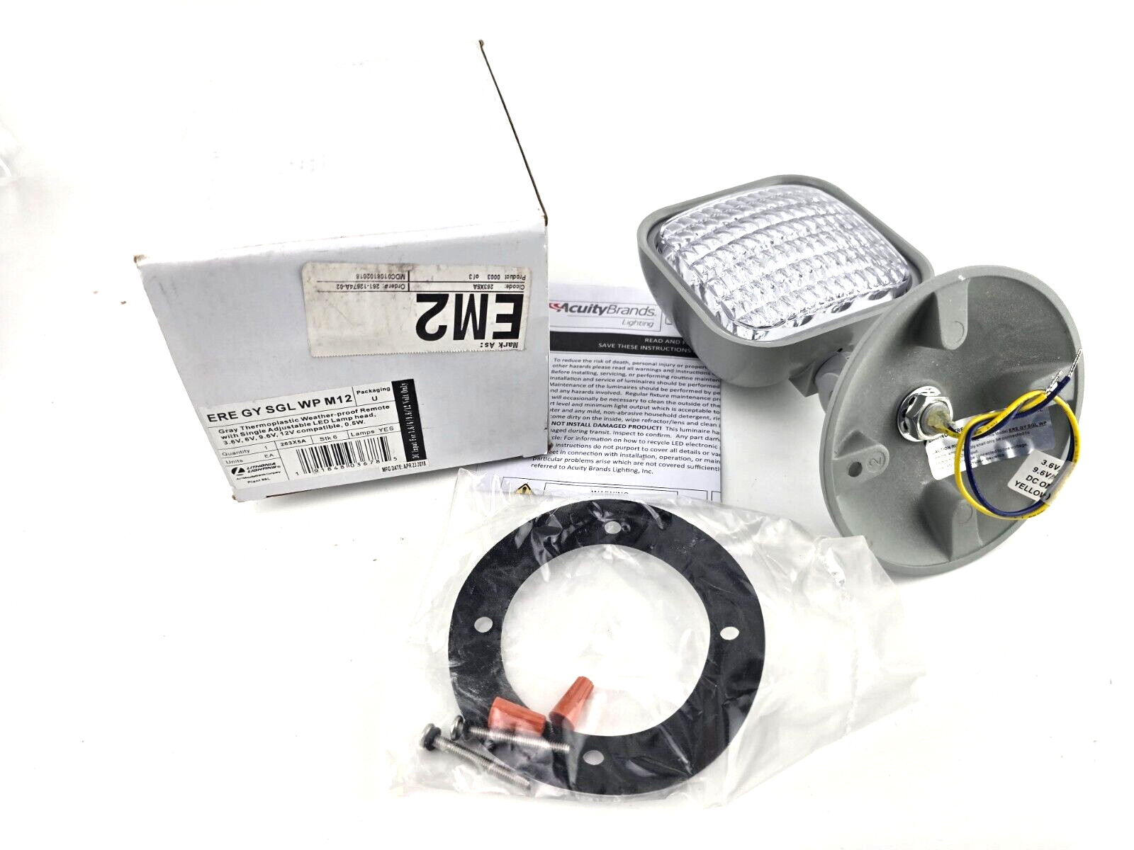 Lithonia Contractor Select Thermoplastic Gray Emergency Remote Head LED 263X5A