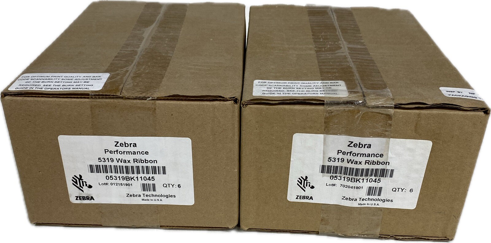 **Box of 6** Zebra 5319 Wax Ribbon Thermal Printer 05319BK11045 4.33 x 1476