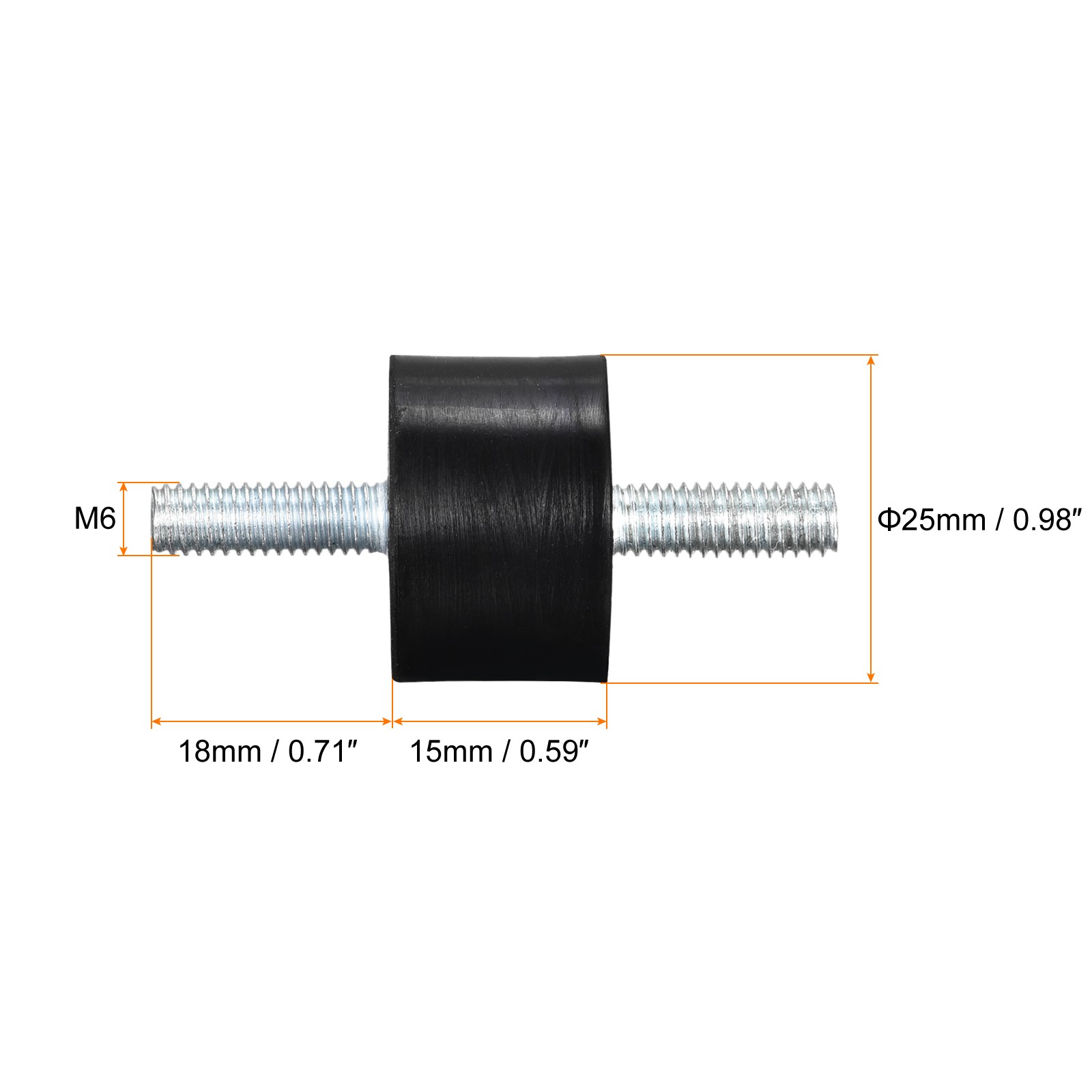 M6x18mm Rubber Mounts, 12pcs Anti Isolator Studs Shock Absorber Male, 25x15mm
