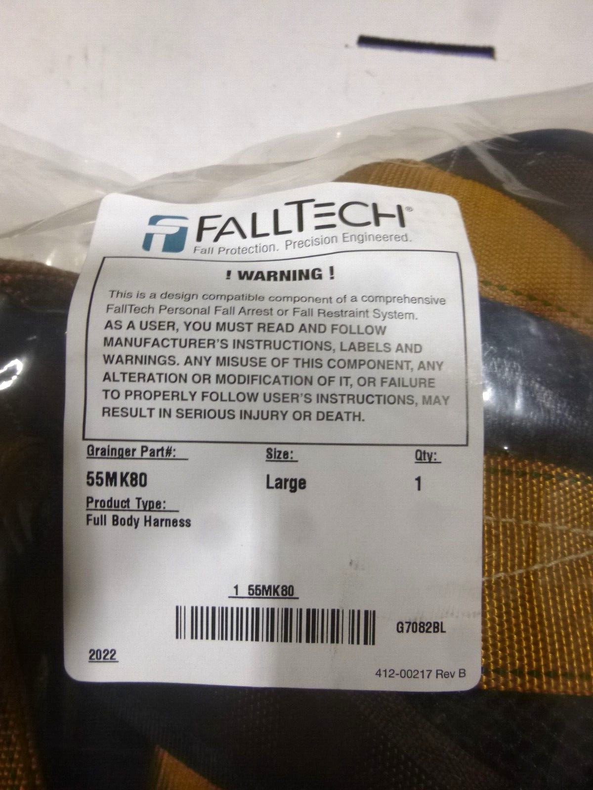 Fall Tech Full Body Harness: Construction/Gen Industry/Positioning, Vest Harness
