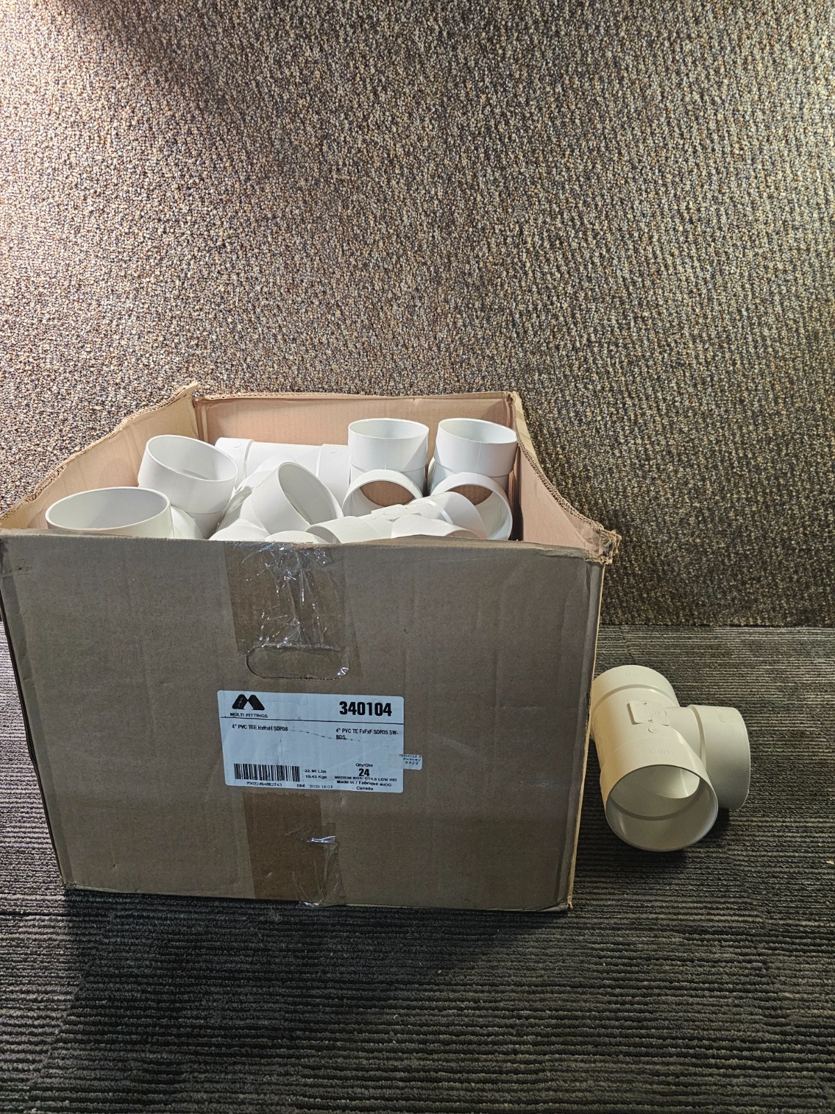 (QTY 24) Multi-Fittings 340104 4″x4″x4″ All Hub Connection Sewer SDR 35 PVC Tee