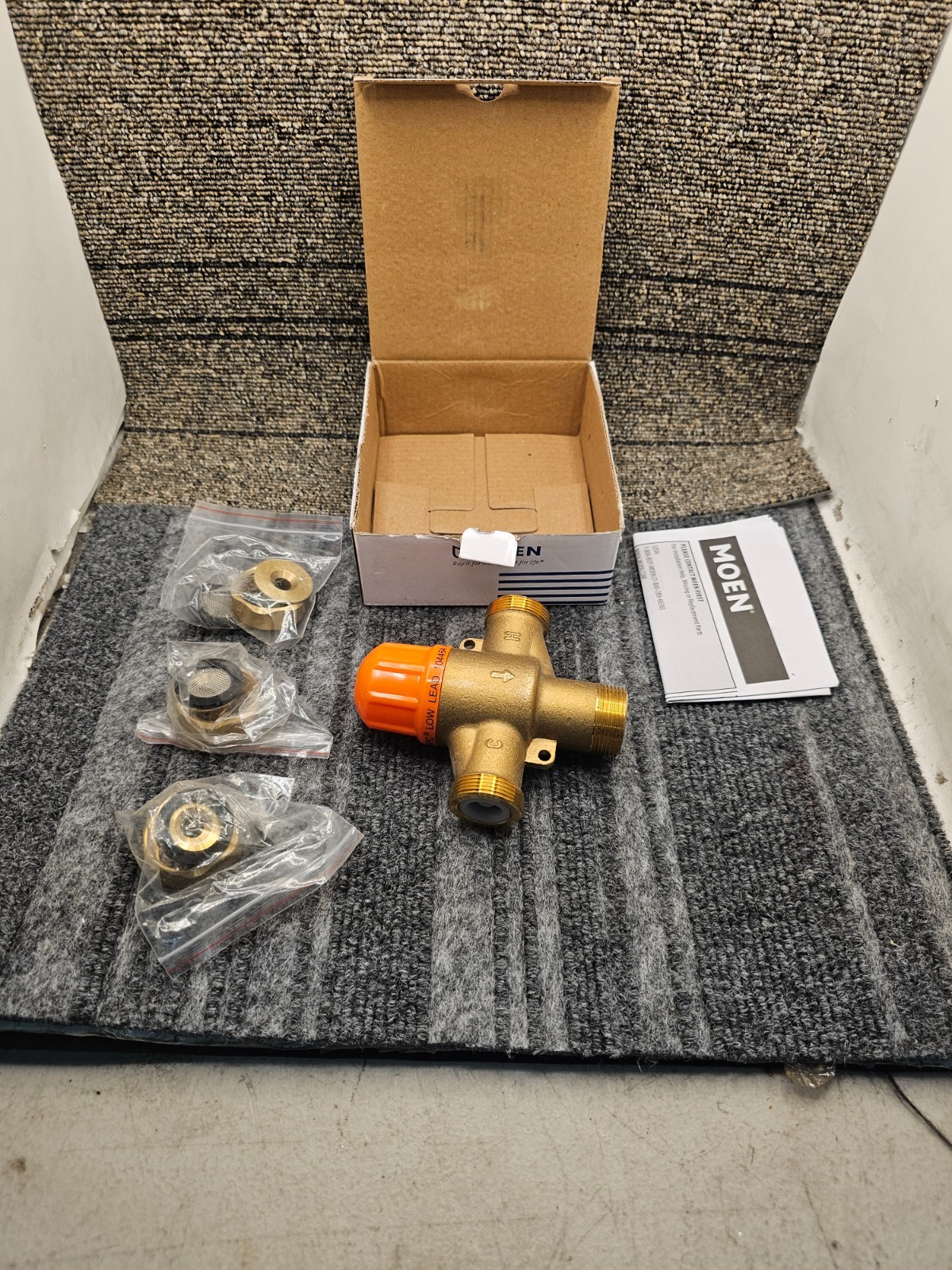 Moen 104464 3-Port Thermostatic Mixing Valve 1/2″ Crimp Ring PEX 12gpm 20-125psi