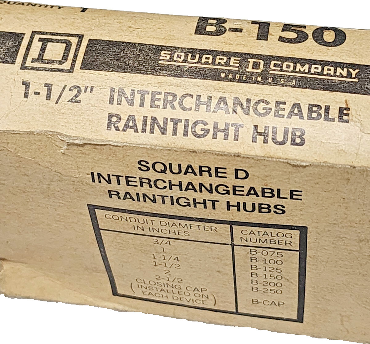 OEM Square D B-150, B150 Interchangeable Raintight Hub 1-1/2”