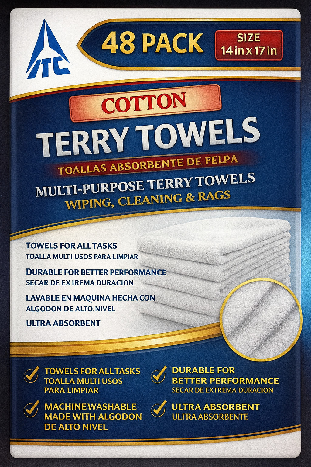 Terry Towels Ideal For Painting Cleaning Polishing Rags 14″ x 17″ 48 Count