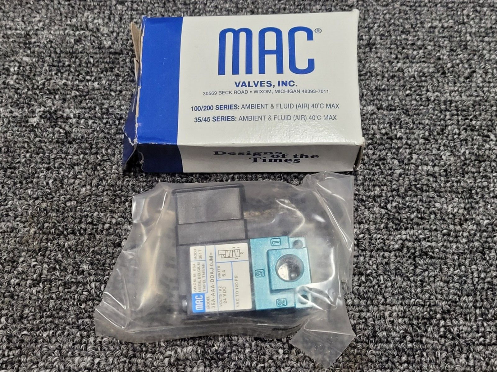 MAC 3-WAY SOLENOID VALVE 24V 5.4 WATTS 120 PSI 35A-AAA-DDAJ-OJM