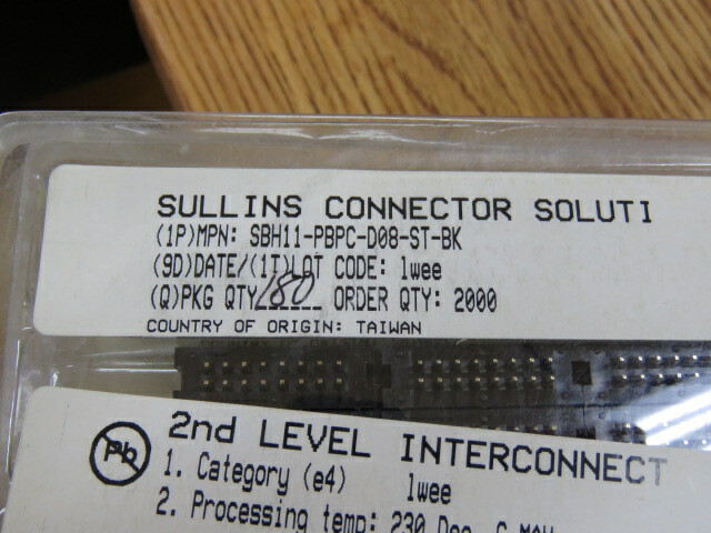 SULLINS SBH11-PBPC-D08-ST-BK Qty of 200 per Lot Connector Header Through Hole 1