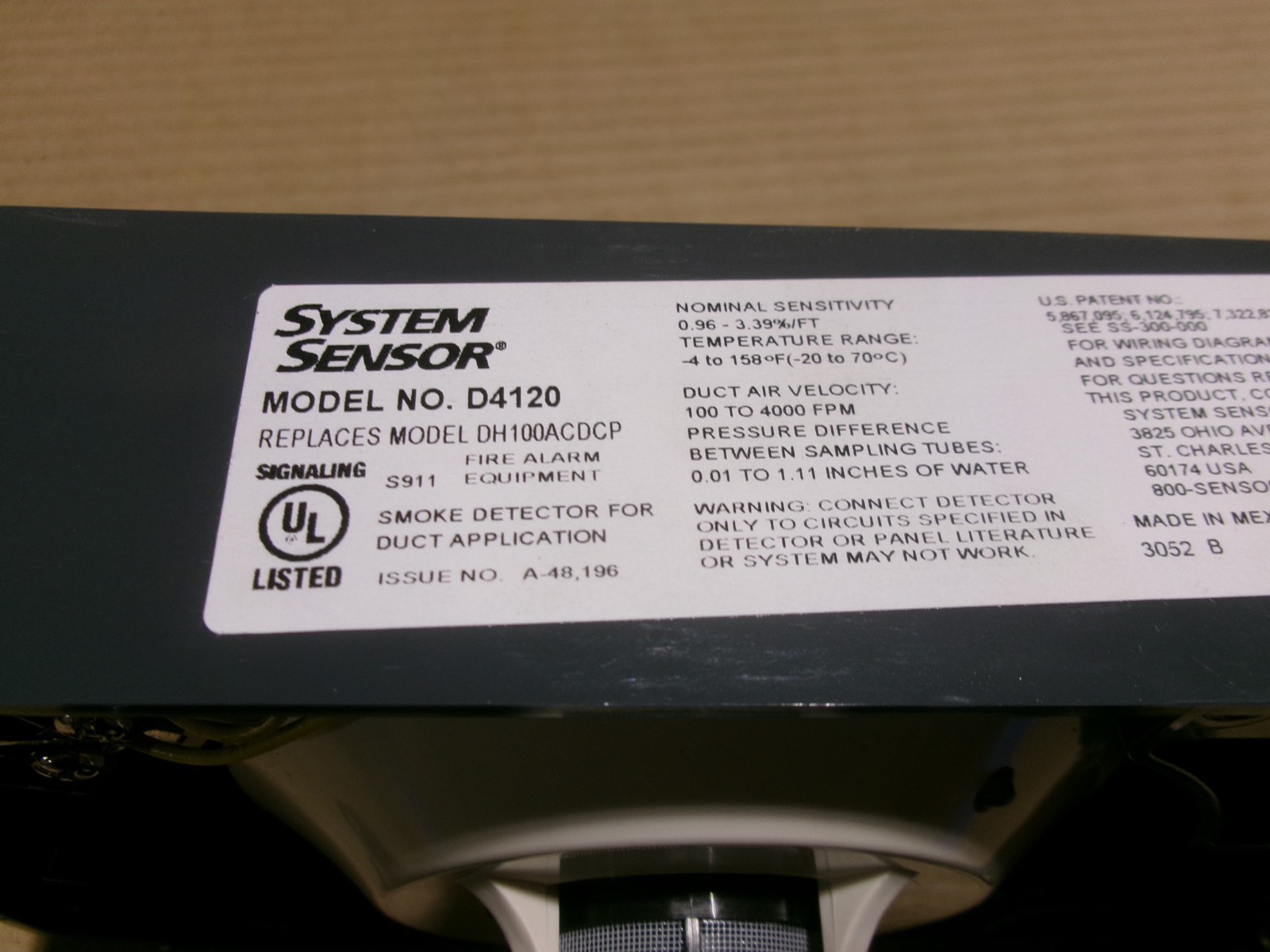 New System Sensor D4120 Smoke Detector Duct for Duct Application