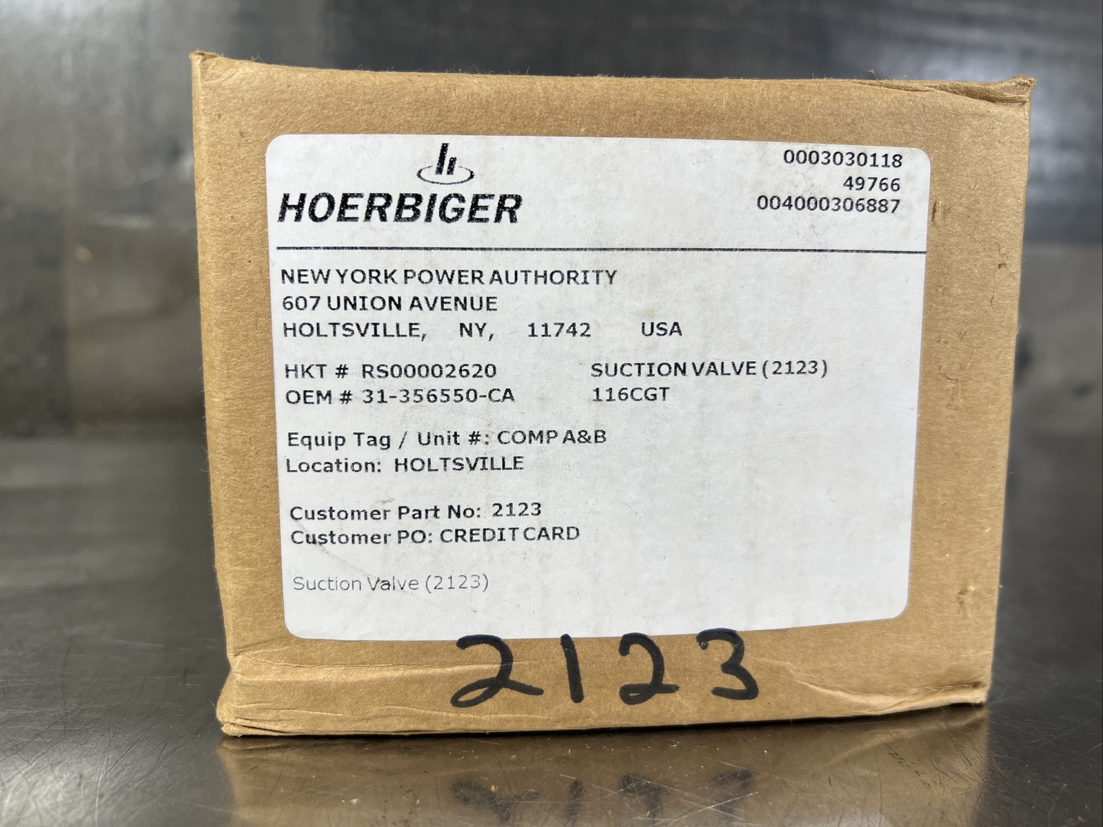 NOS Surplus 31-356550-Ca Dresser RAND/ Hoerbiger Suction VALVE