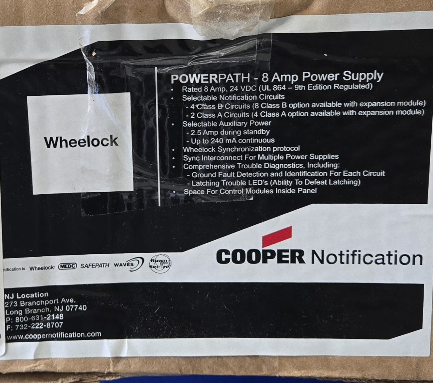 Eaton Cooper PS-8-LP WHEELOCK PowerPath 8 Amp Power Supply
