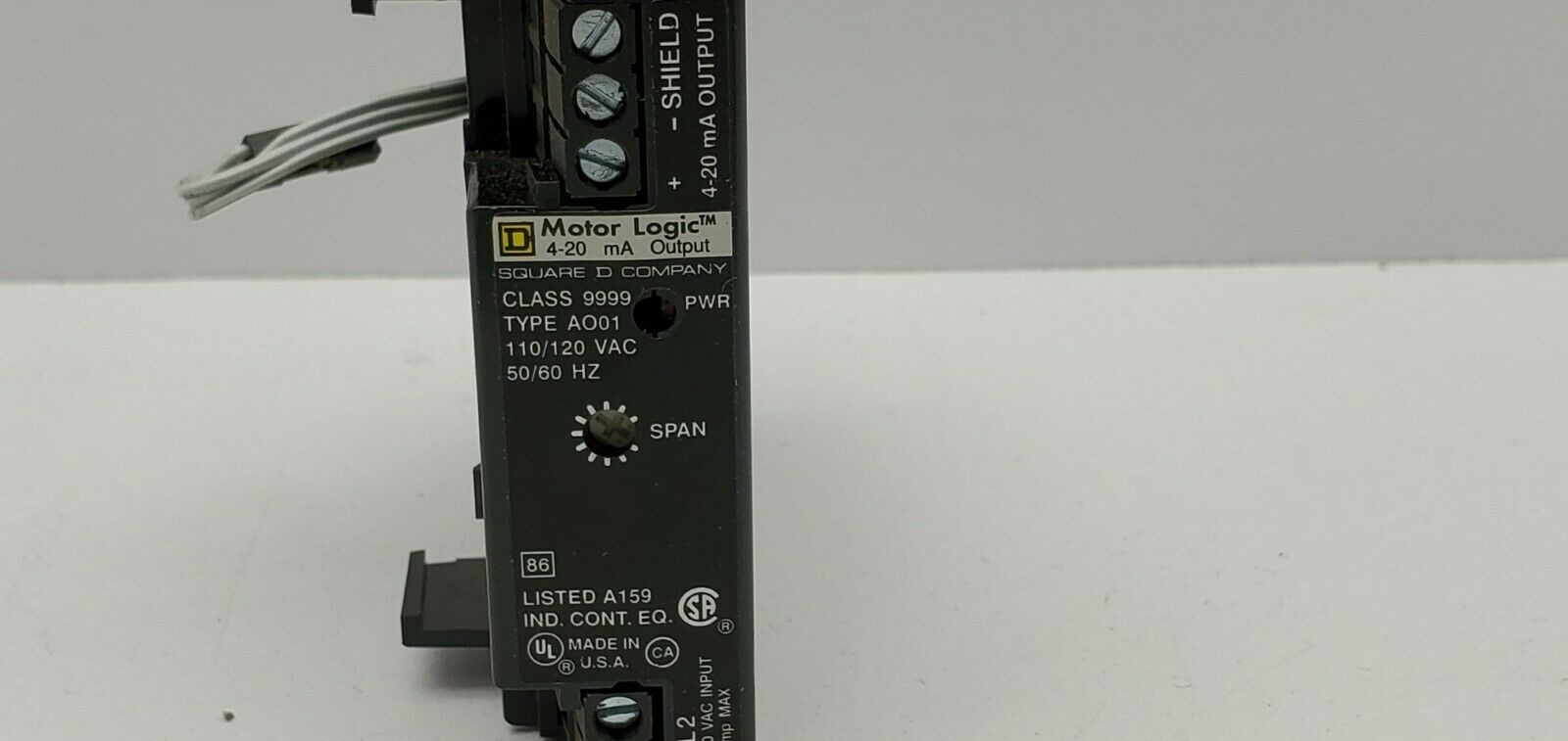 Square D 9999AO01 Series A 4-20mA Communication Module Motor Logic 110/120Vac
