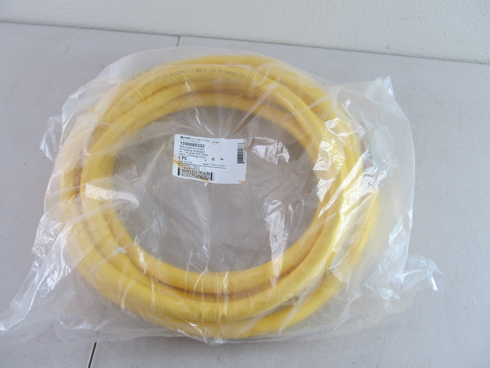 Brad / WOODHEAD 309000A01F200 REPLACES P/N 47043 9P FEMALE STRAIGHT 20′ CORD New