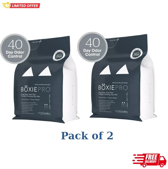 Boxie Probiotic Cat Litter, 30 Day Odor Control, Clumping Clay Kitty, 28lb,2PACK