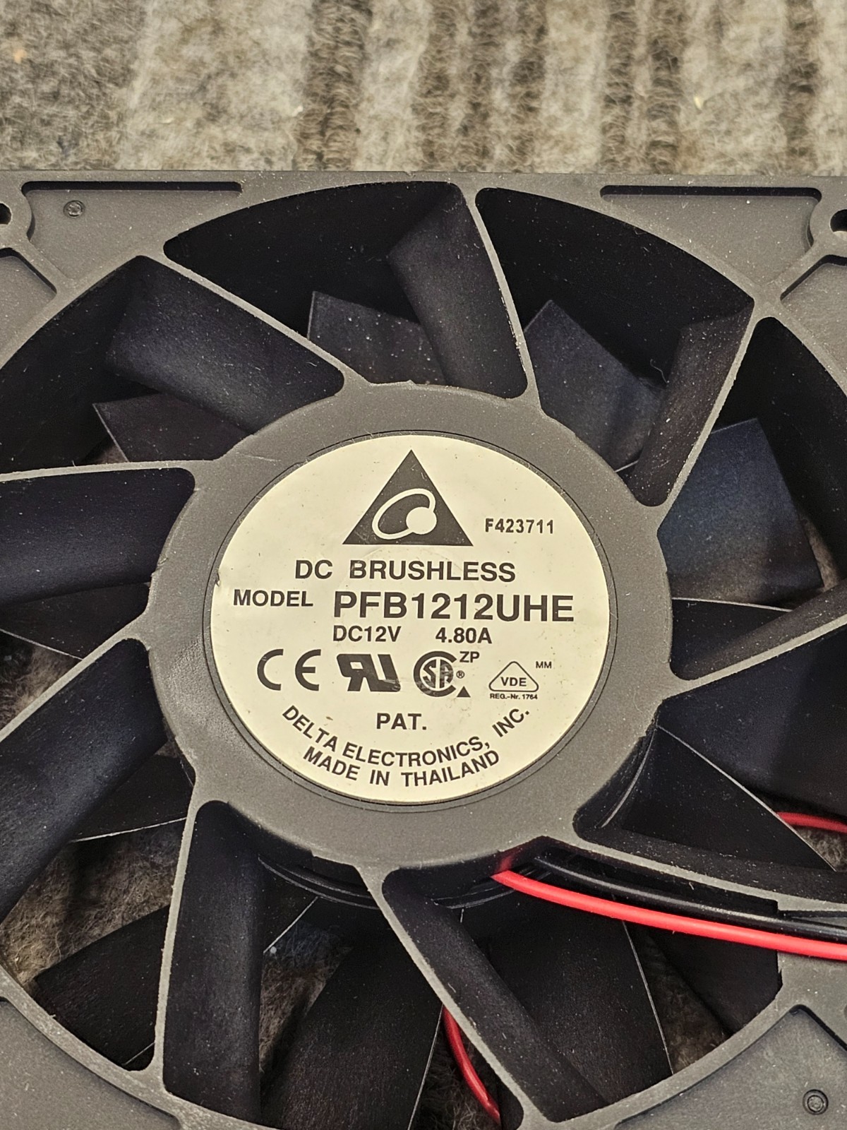 Delta PFB1212UHE 12V DC High Airflow Cooling Fan 4.72-inch x 1/2-inch, 4.80 A