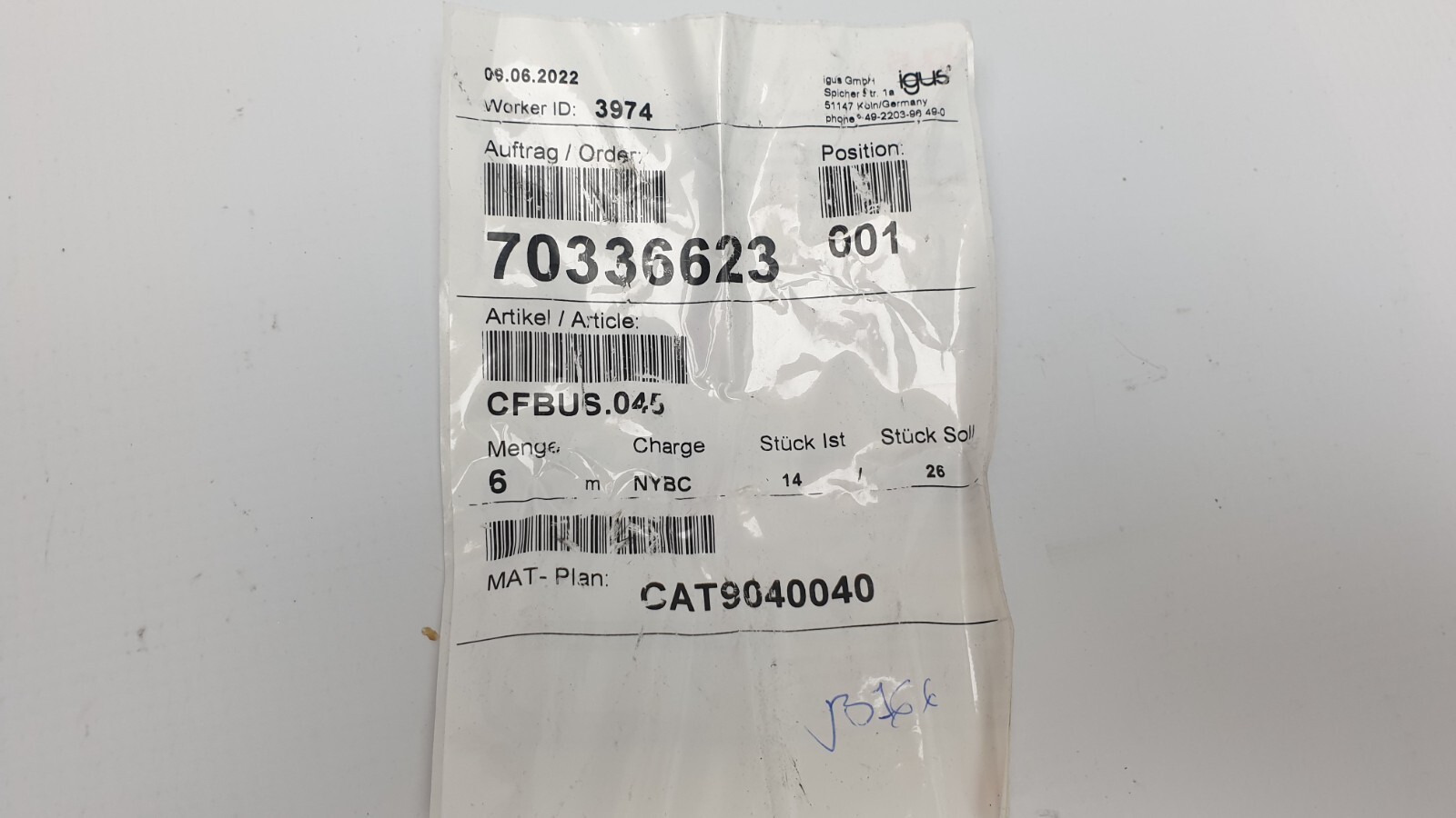 igus Chainflex Ethernet Cable, CAT5e, 6m, CFBus.045, E310776 New