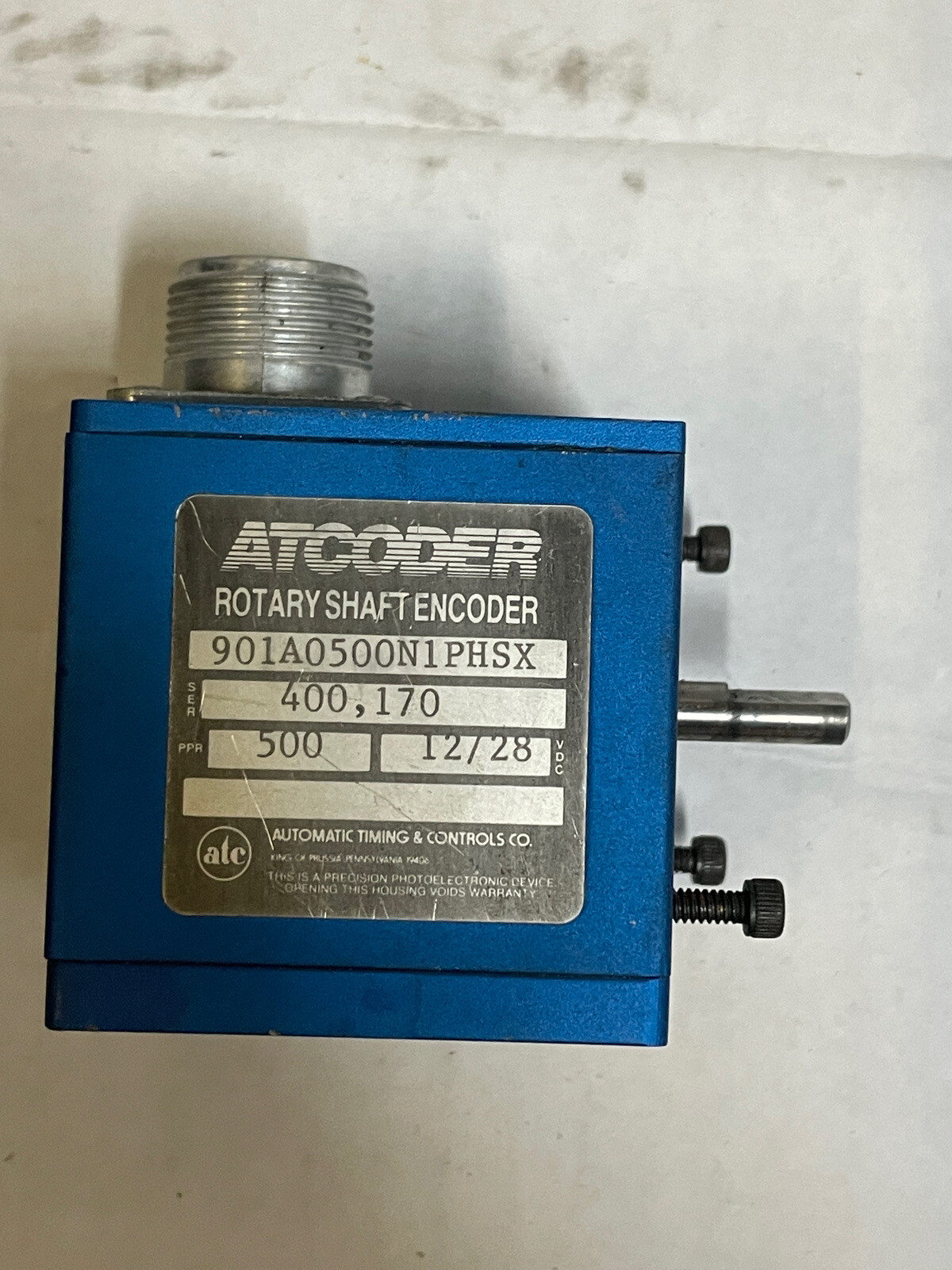 ATC Coder Rotary Shaft Encoder 901A0500N1PHSX Serial: 400,170 12/28VDC 500PPR