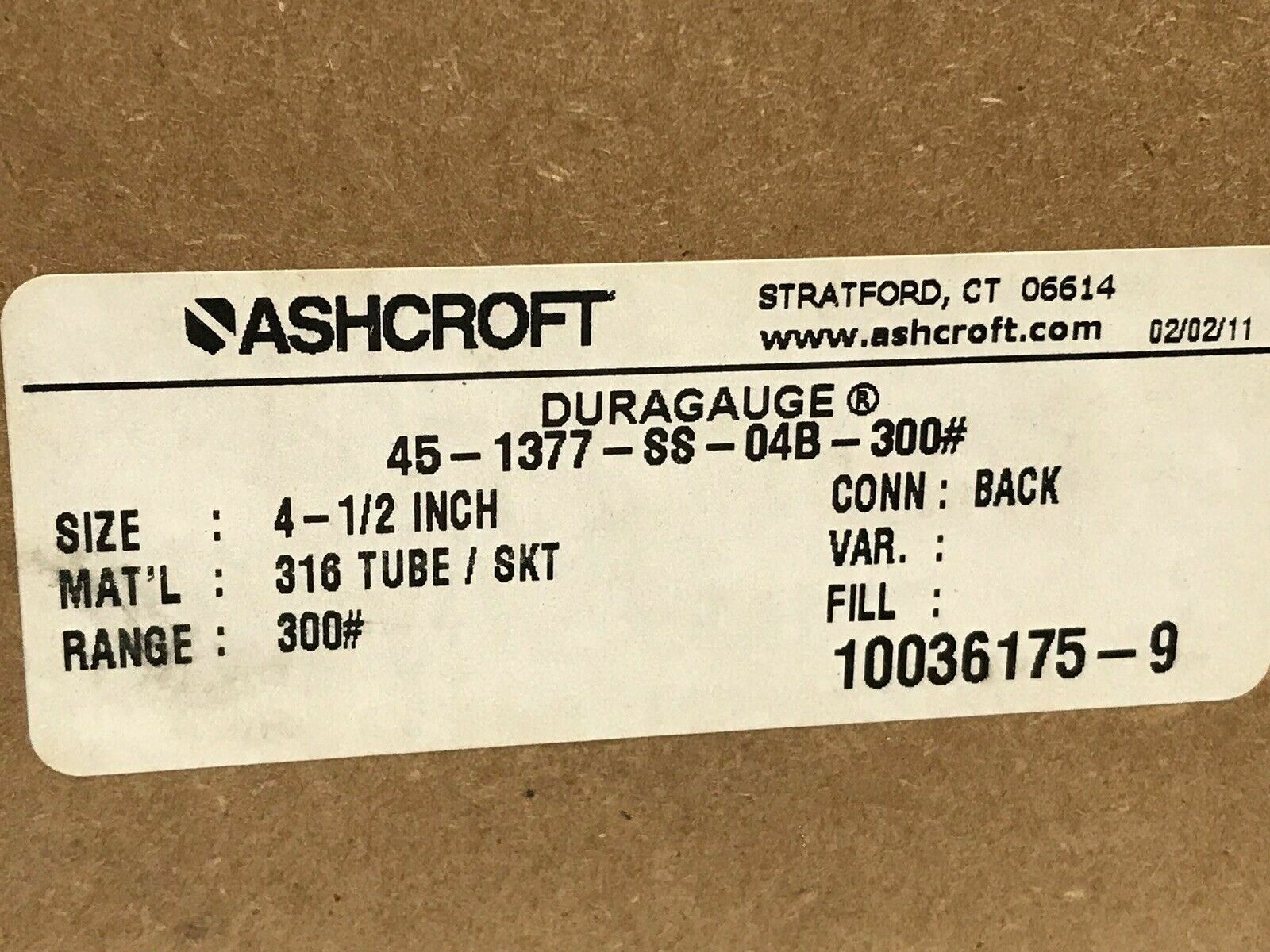 Ashcroft 45-1377-SS-04B-300 4-1/2” 300 PSI