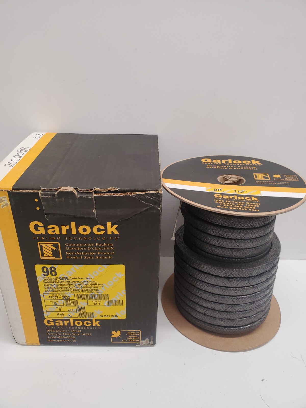 NEW IN BOX! GARLOCK 5LB 12.7MM 1/2″ CARBON PACKING 41087-2032