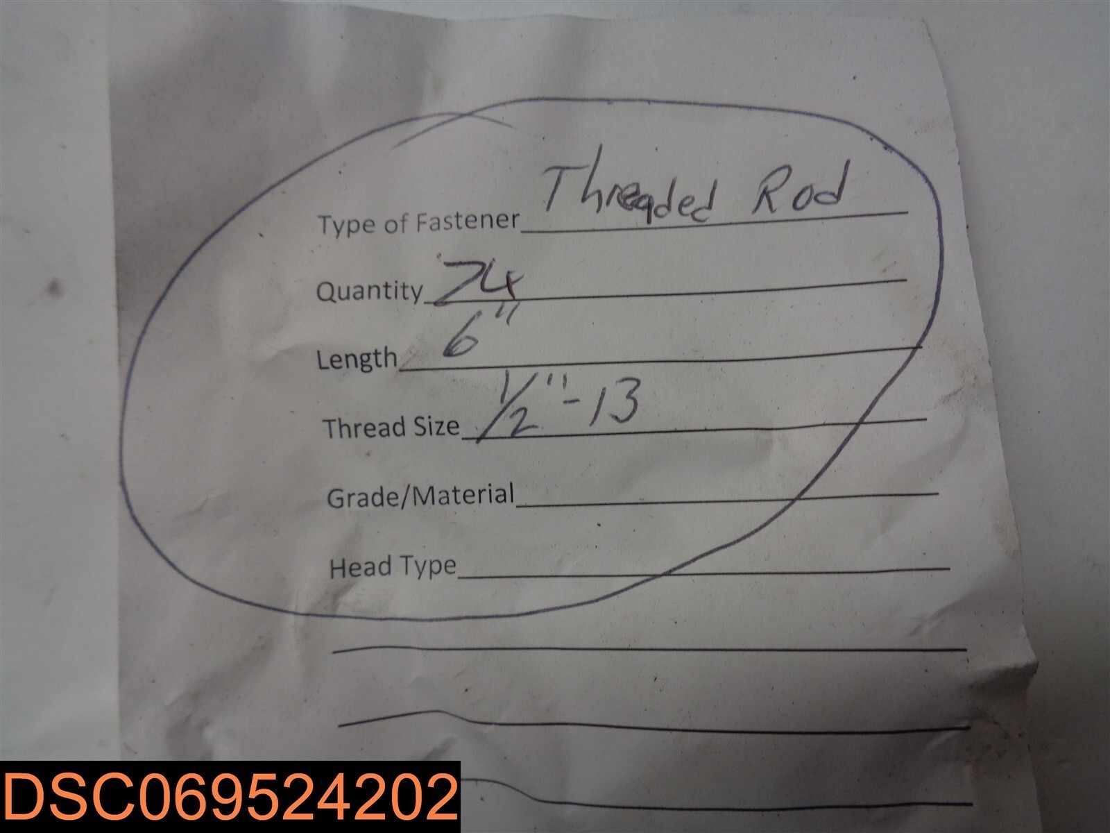 Qty =74: Fully Threaded Rod 1/2″-13 x 6″