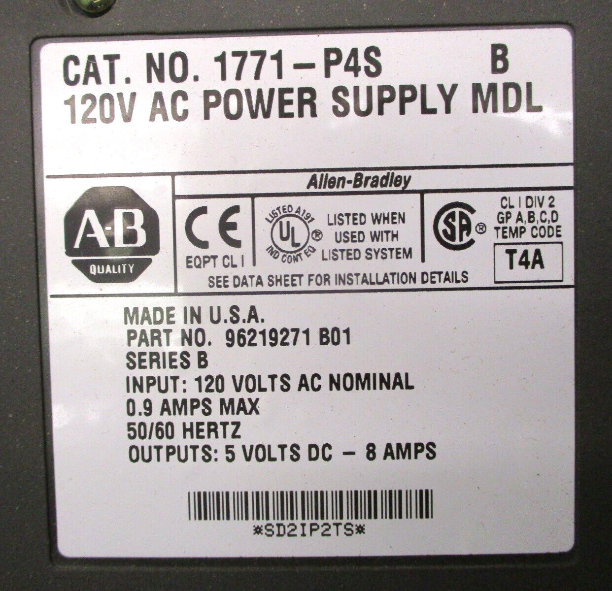 Allen-Bradley 1771-A1B 1771-P4S 1785-ENET PLC-5/40 48474DH