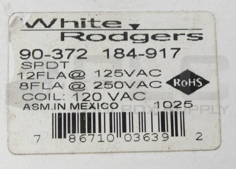 NEW WHITE RODGERS 90-372 GENERAL PURPOSE RELAY 184-917 TYPE 184
